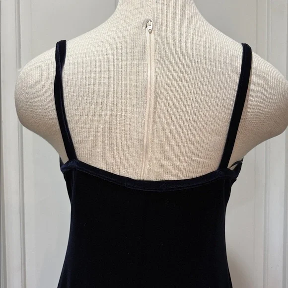 Vintage navy blue velvet sleeveless maxi dress with jacket size 6 - Picture 6 of 12